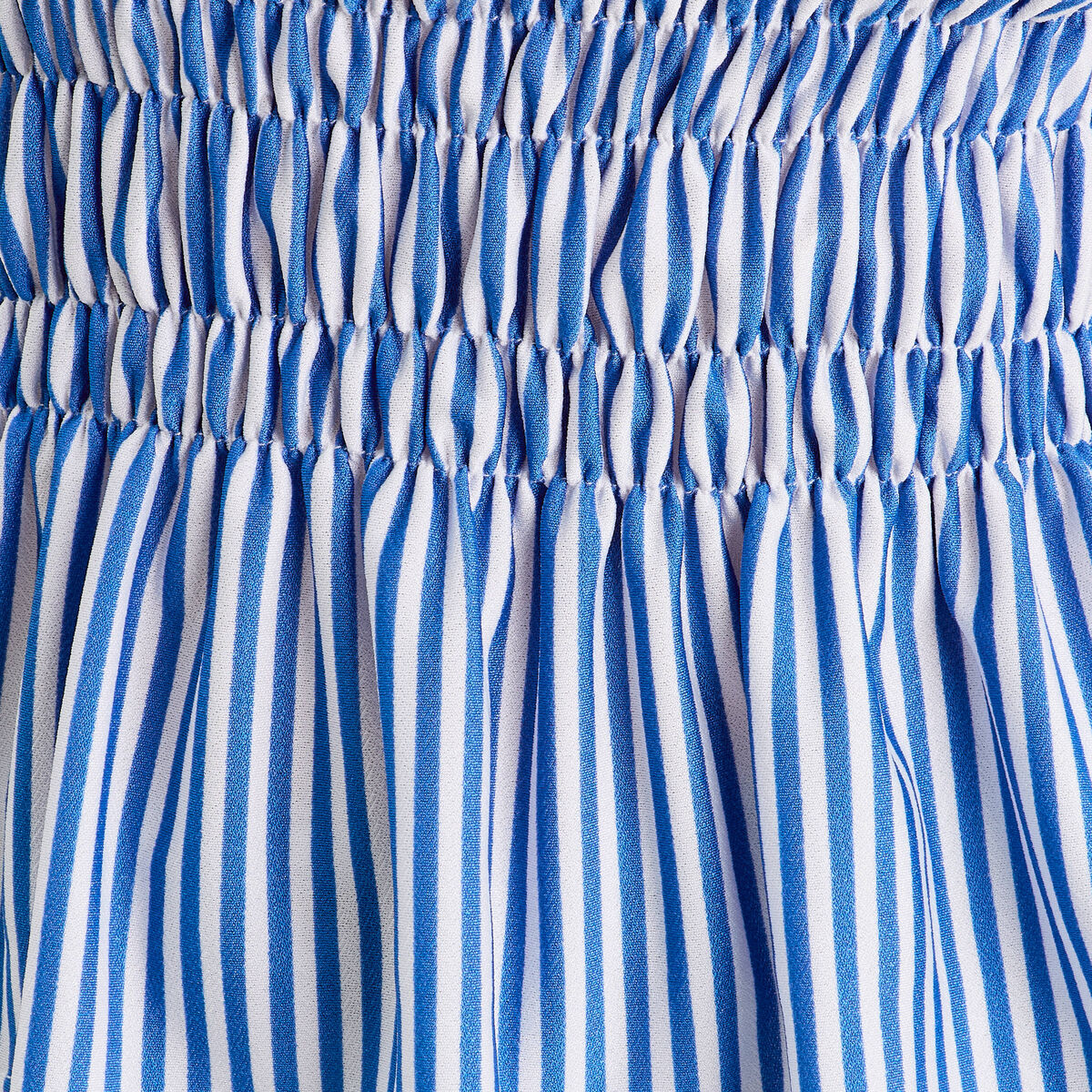 Blouse smockée bretelles fines bleu clair femme