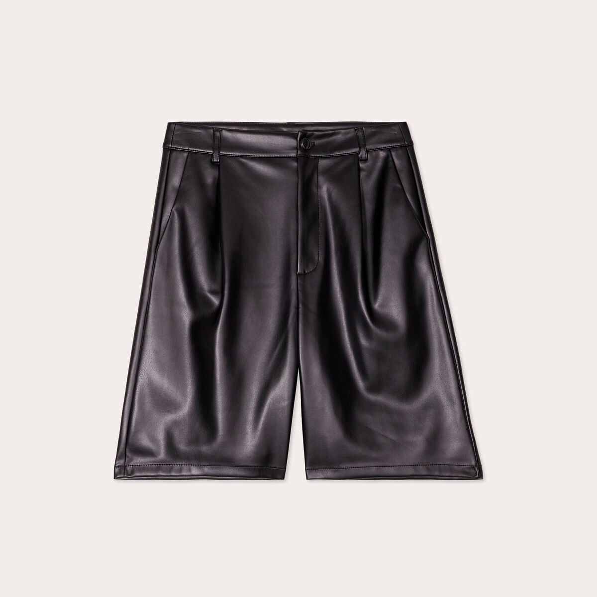 Bermuda droit simili cuir noir femme