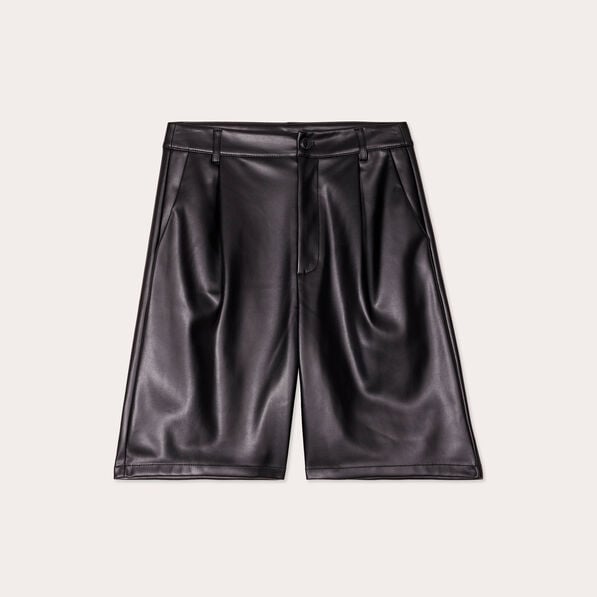 bermuda droit simili cuir noir femme Bermuda droit simili cuir noir femme