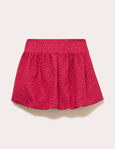 Jupe courte effet boule doubl&eacute;e rouge clair femme
