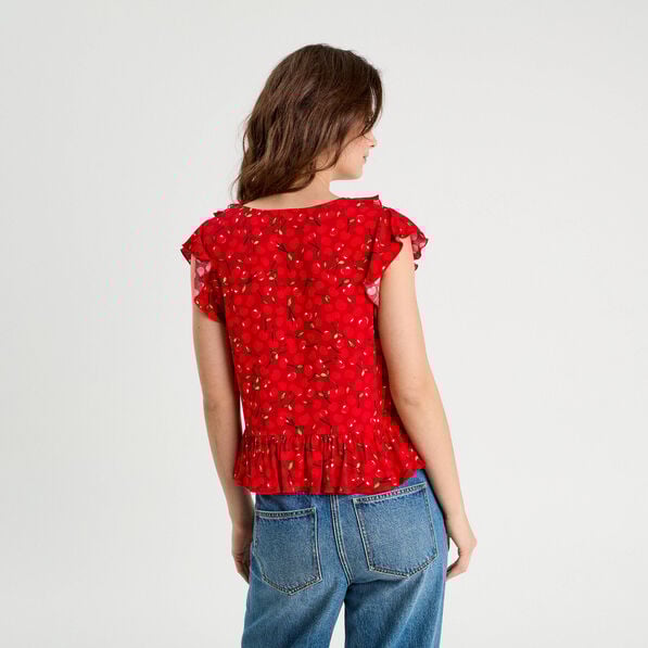 blouse sans manches nouee rouge femme Blouse sans manches nouée rouge femme