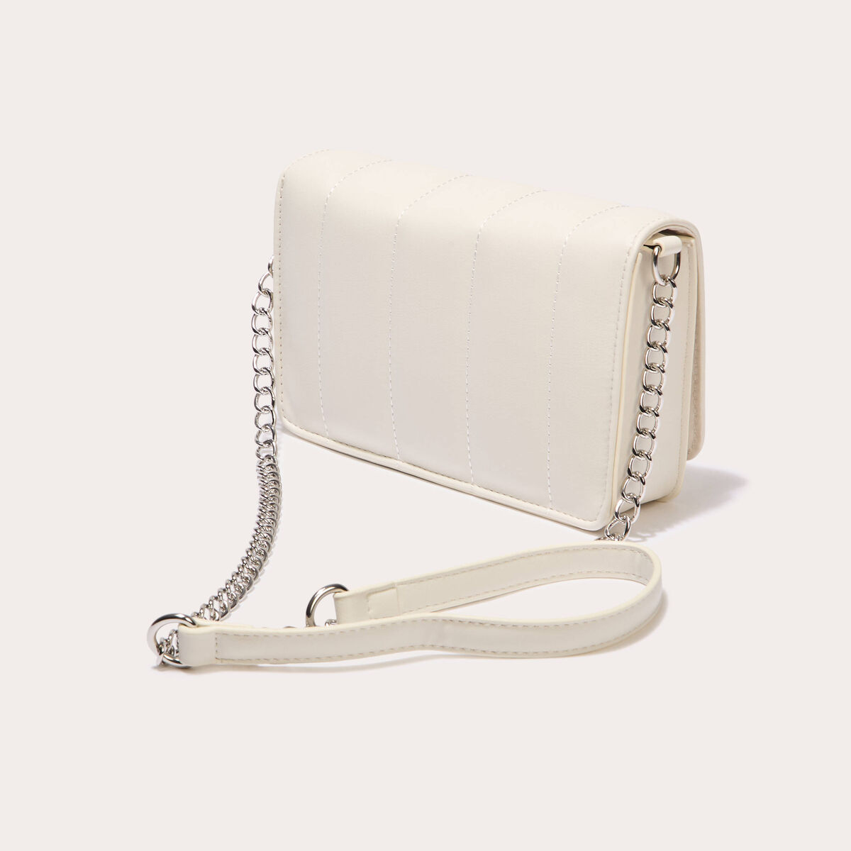 Sac matelassé avec chaîne ecru femme