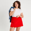 Jupe-short droite fentes rouge femme