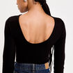 Body cintr&eacute; manches longues bateau noir femme