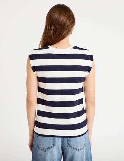 T-shirt col rond sans manches blanc femme