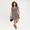 Robe patineuse ceintur&eacute;e noir femme