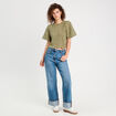 T-shirt macramé col rond vert kaki femme