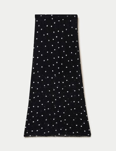 Jupe longue ajust&eacute;e en dentelle noir femme