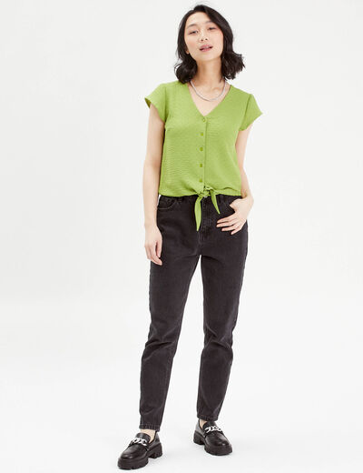 Blouse manches courtes vert anis femme