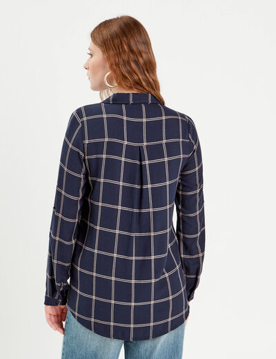 Chemise manches longues bleu foncé femme