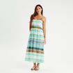 Robe longue évasée bretelles bleu femme