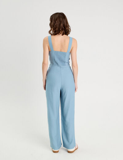 Combinaison pantalon droite bleu gris femme
