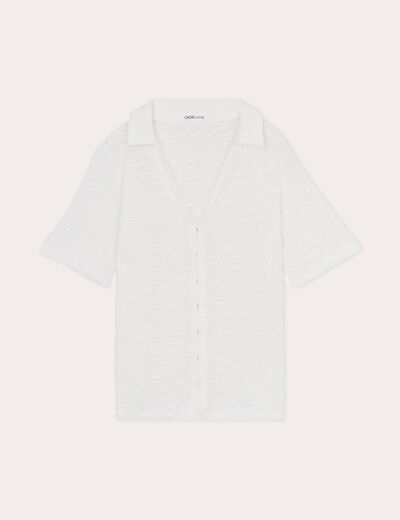 Chemise manches courtes ecru femme