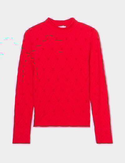 T-shirt sans couture cintré rouge femme