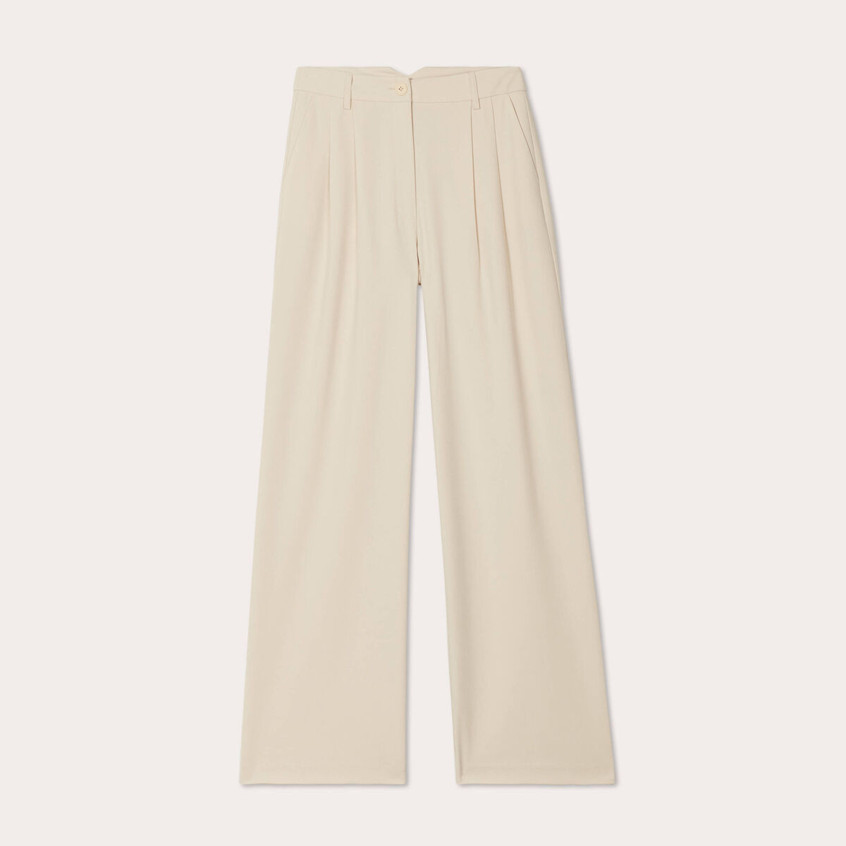 Pantalon large à pinces ecru femme