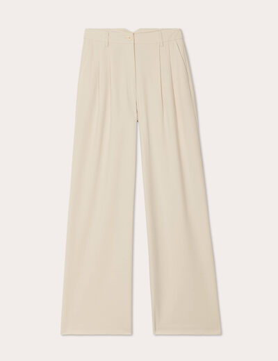 Pantalon large à pinces ecru femme