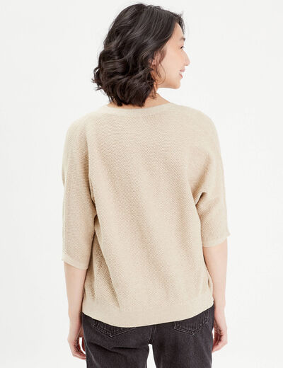 Gilet manches 3/4 beige femme