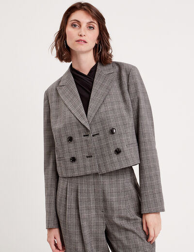 Veste ajustée boutonnée gris femme