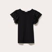 T-shirt ajust&eacute; dentelle col rond noir femme