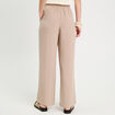 Pantalon large fluide beige femme