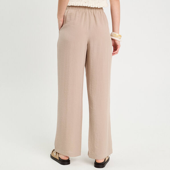 pantalon large fluide beige femme Pantalon large fluide beige femme