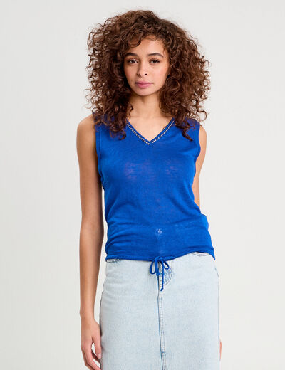 Débardeur détail noeud bleu electrique femme