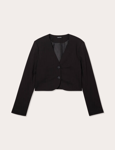 Veste blazer courte noir femme