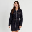 Robe droite zipp&eacute;e en jean denim brut femme