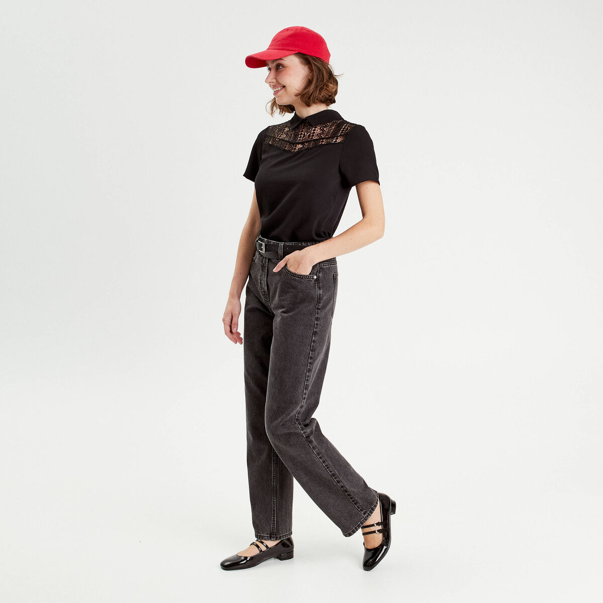 T-shirt manches courtes noir femme