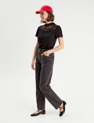 T-shirt manches courtes noir femme