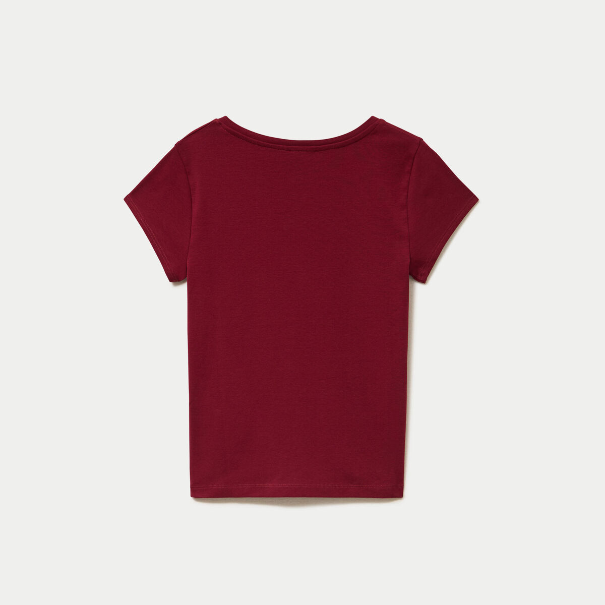 T-shirt ajust&eacute; col v manches courtes rouge femme