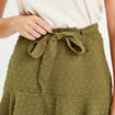 Jupe évasée plumetis vert kaki femme