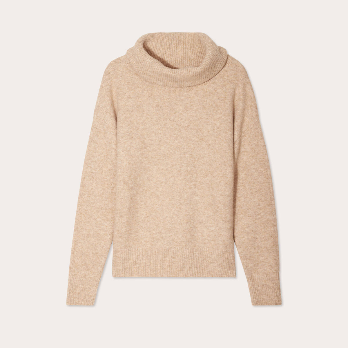 Pull avec col roulé beige femme