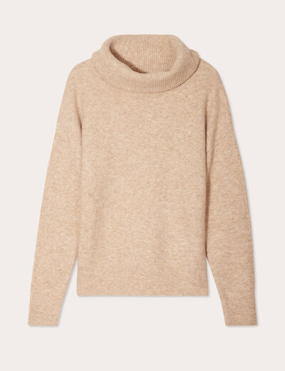 Pull avec col roulé beige femme