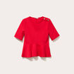 Top cintré col rond manches longues rouge fluo femme