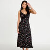 Robe d&eacute;collet&eacute; bretelles aspect dentelle noir femme