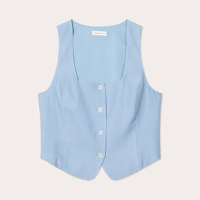 Veston sans manches bleu gris femme