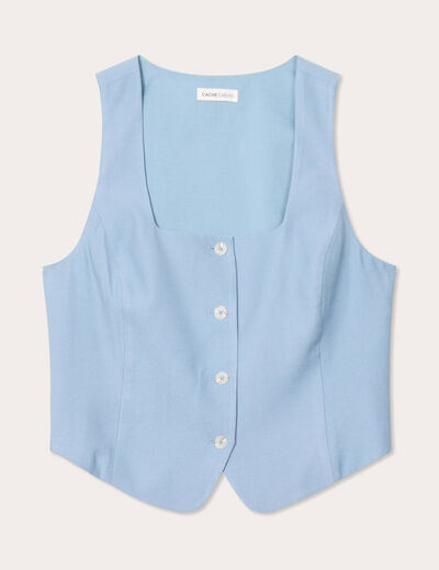 Veston sans manches bleu gris femme