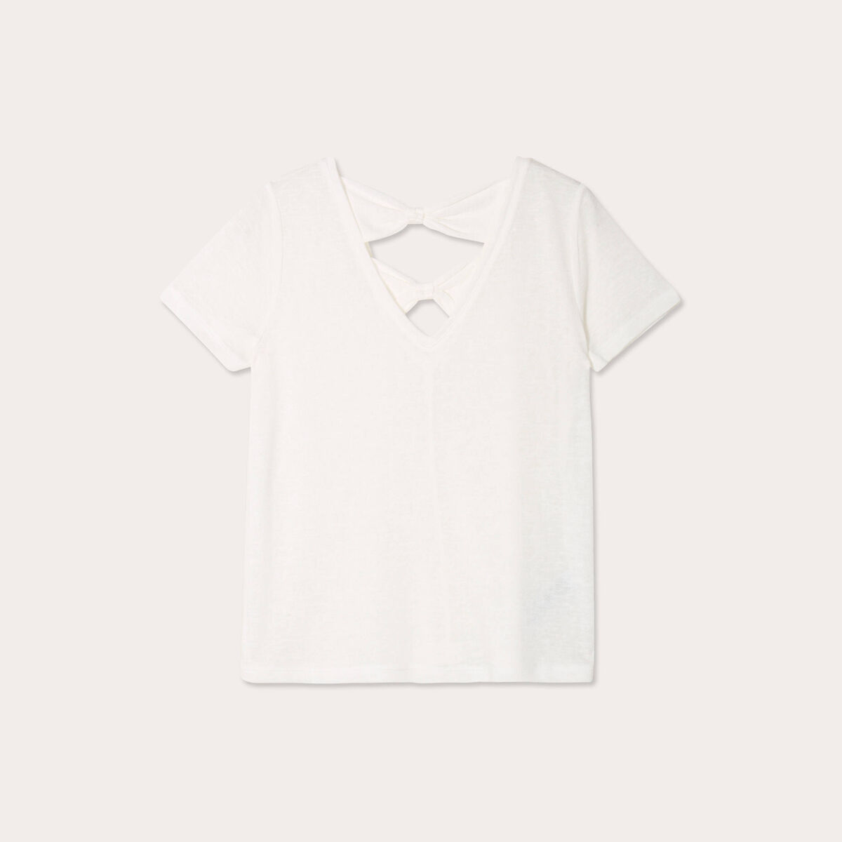 T-shirt noeuds dos ecru femme