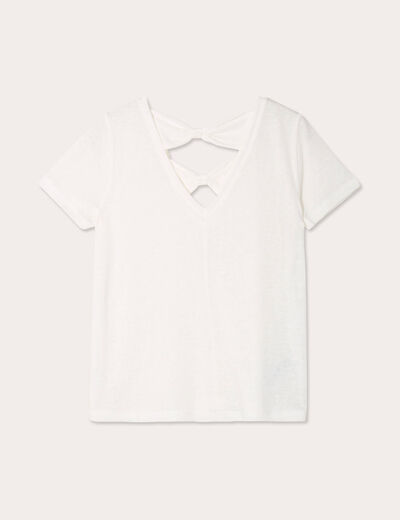 T-shirt noeuds dos ecru femme