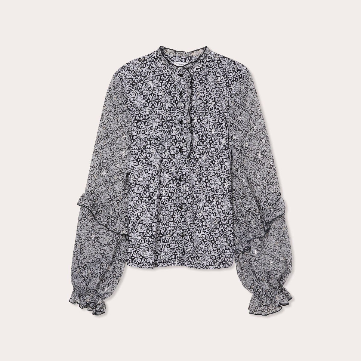 Blouse avec volants noir femme