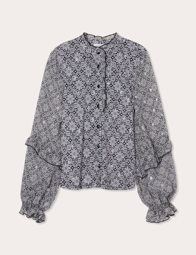 Blouse avec volants noir femme