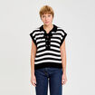 Pull sans manches col chemise noir femme