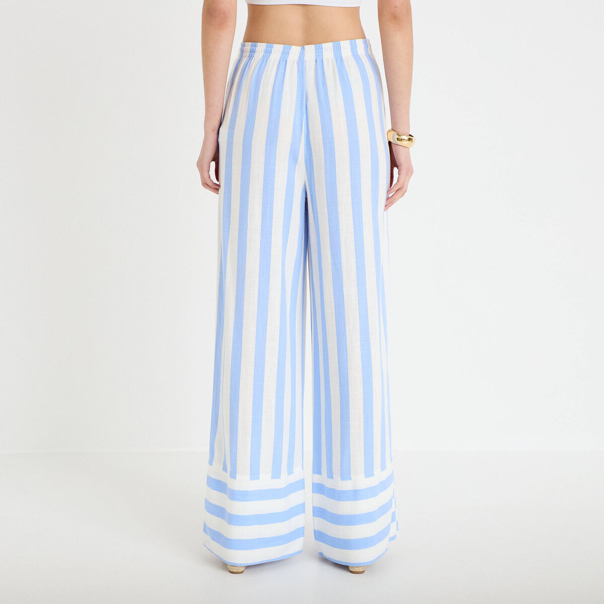 Pantalon large taille standard blanc femme