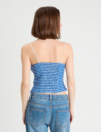 Débardeur cropped bretelles bleu electrique femme