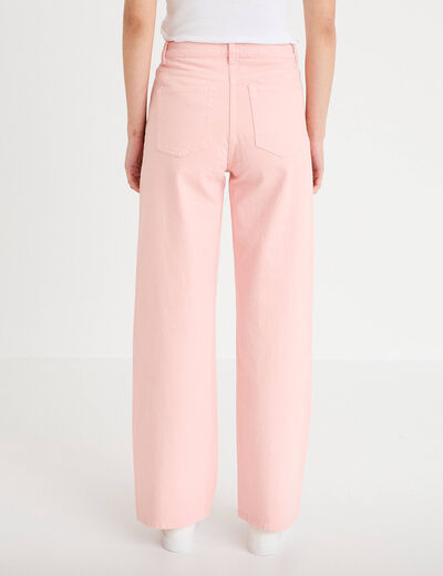 Jean wide leg taille haute rose clair femme