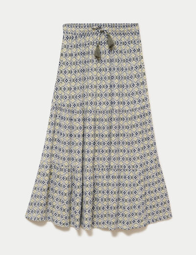 Jupon long &eacute;vas&eacute; vert femme