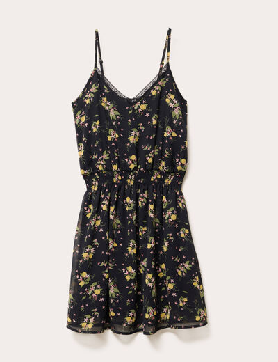 Robe patineuse bretelles fines noir femme