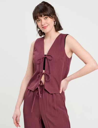 Gilet sans manches prune femme
