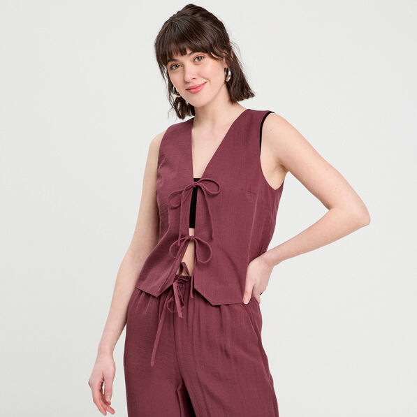 Gilet sans manches prune femme
